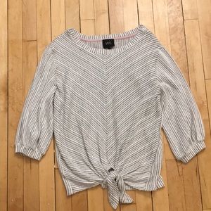 White & Gray Striped W5 Tie Top